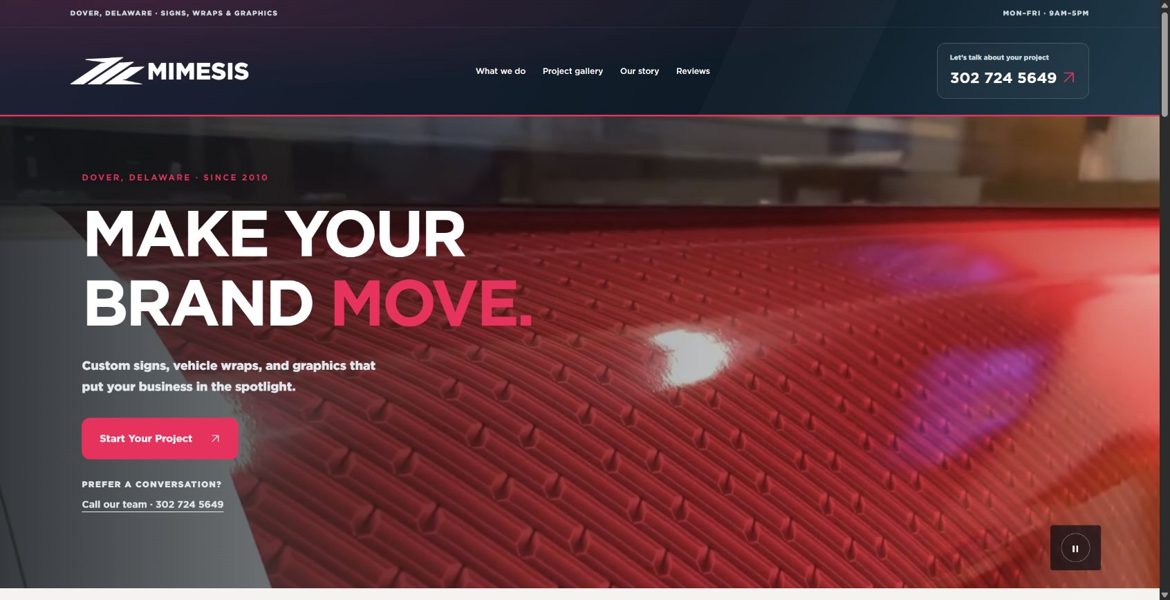 Desktop view of Matt’s Mimesis website project
